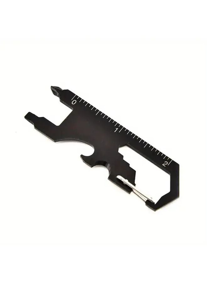 Black Multifunctional Tool Card with Bottle Opener Keychain and Measuring Ruler - Image 1
