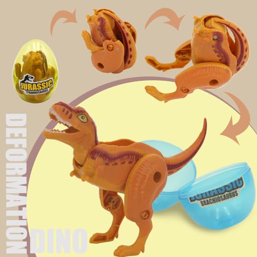 Sealive 4PCS Dino Surprise Toy Eggs for Boys Hatch TRex Pterosaurs Brachiosaurus Triceratops Entertaining Deformation Dinosaur Egg with Fun Dino Toys Inside Ideal Gift Random Color - Image 5