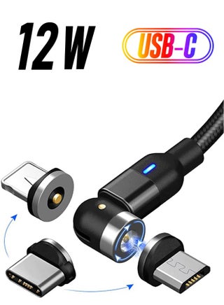 Charging Cable 360° & 180° Rotation Type Charging Cable, Nylon Braided Led Weak Magnet Charger Cable Fit for Micro Type-c iPhone Cable, Nylon and Thick Copper Core Black - pzsku/Z32CFAFBA74DF7109203FZ/45/1746551034/3a1a9269-1e38-4ae6-9cee-f17edbeb3796