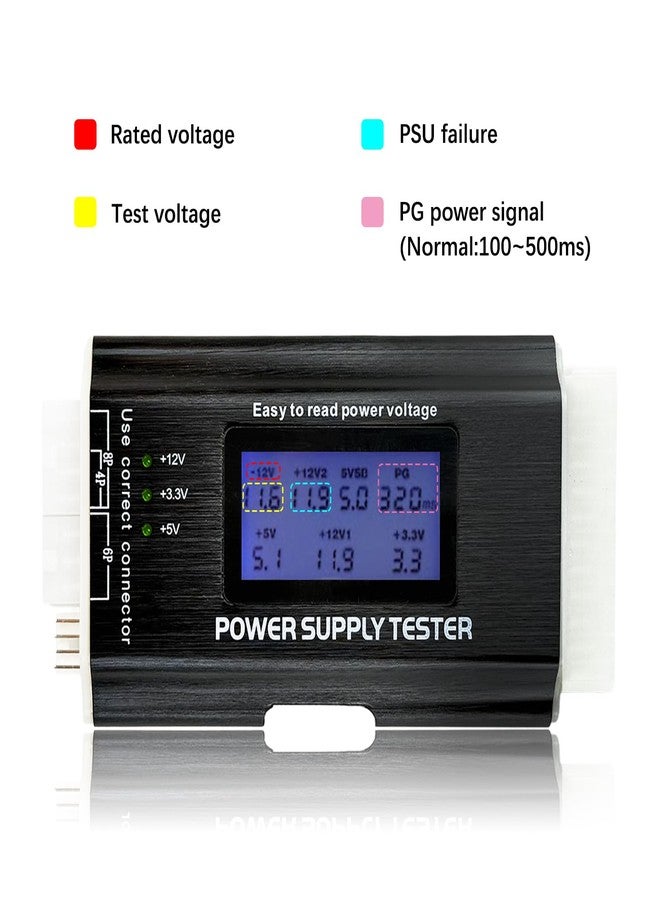 Flylin Computer PC Power Supply Tester, Power Supply Host Inspection Maintenance Tester Tool with LCD Display, 20/24 4/6/8 Pin Power Supply Tester for ATX/ITX/TFX/BTX Power Supplies - Image 5