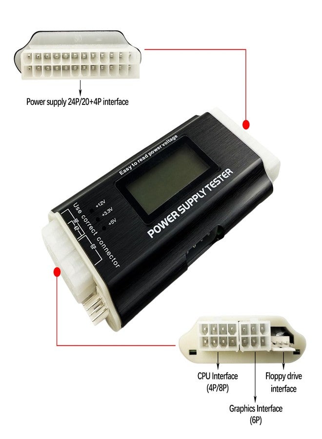 Flylin Computer PC Power Supply Tester, Power Supply Host Inspection Maintenance Tester Tool with LCD Display, 20/24 4/6/8 Pin Power Supply Tester for ATX/ITX/TFX/BTX Power Supplies - Image 4