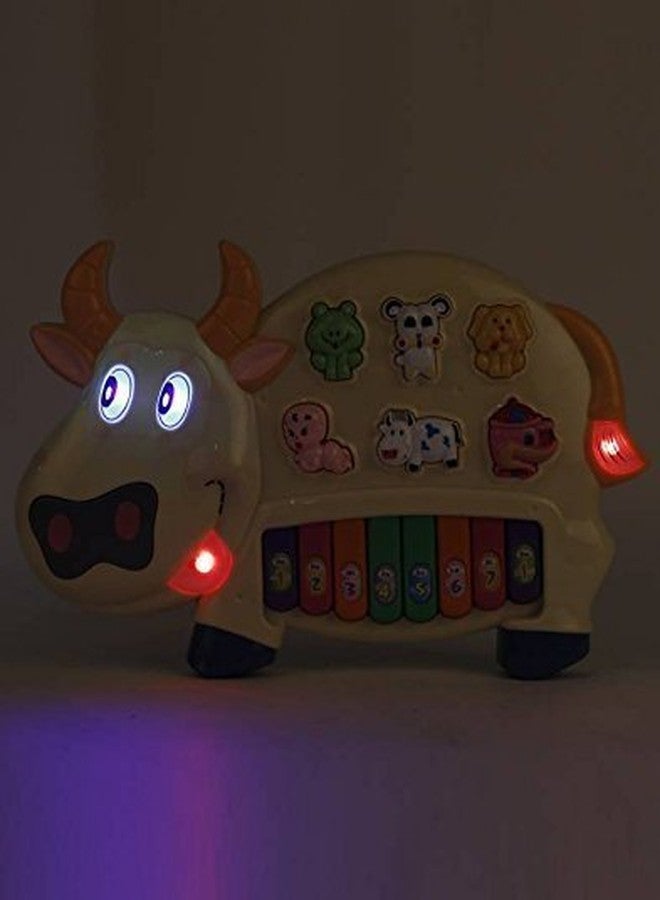 VikriDA Cow Piano Toy for Kids | Light & Sound| Early Learning Musical Instrument with Flashing Lights & Animal Sounds - Plastic - Image 2