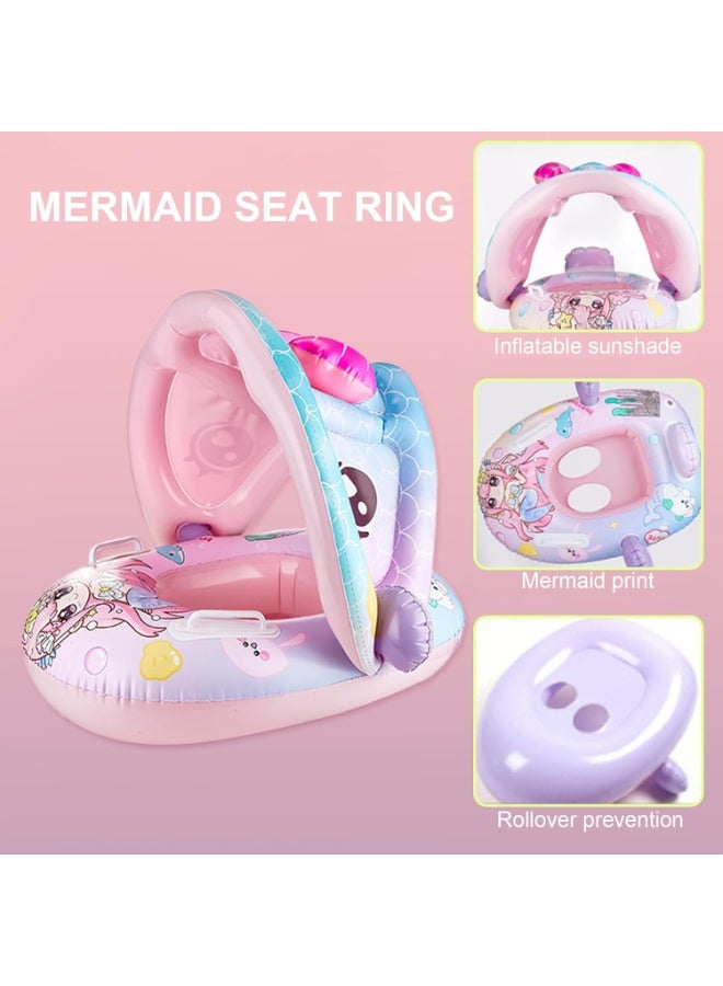 Jorunb Baby pool float,Swimming Pool Float Boat with Sun Protection Canopy Inflatable Pool Float Yacht Ring Awning Inflatable Swimming Training Float Seat for Boys Girls Summer Outdoor  - Image 3