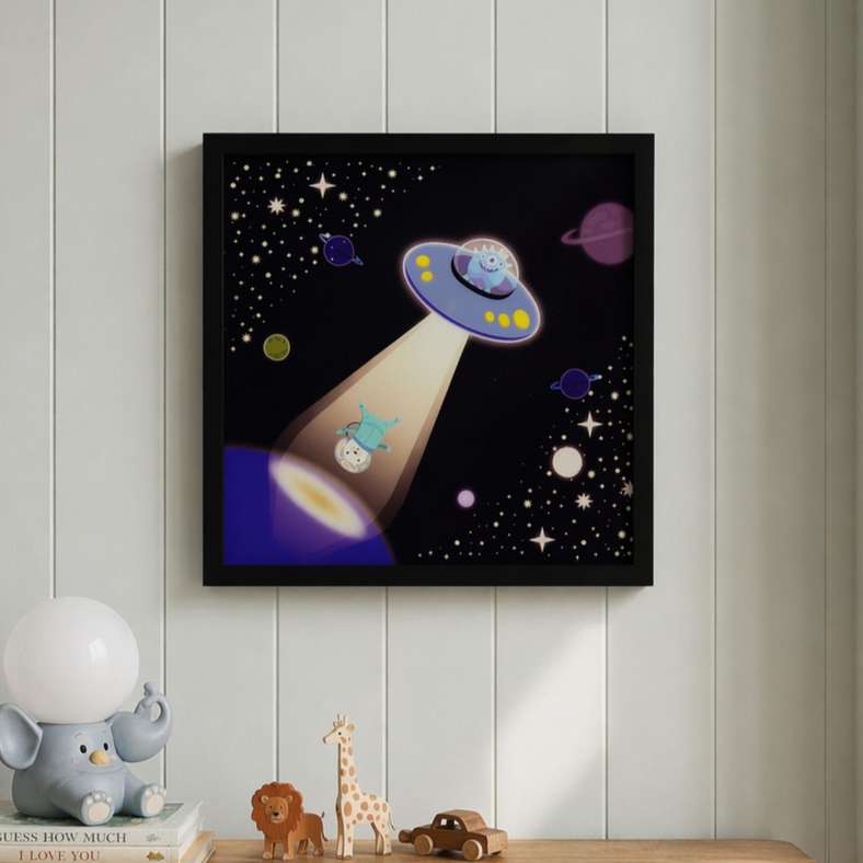 Pan Home Space Craft LED Framed Wall Art 43x43cm - Multicolor - 163AIC9904920 - Image 1