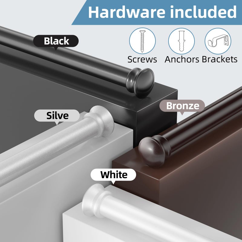 CorkLatta Black Curtain Rods for Windows 30 to 45 Inches with Brackets, Decorative 5/8 Inch Diameter Single Window Curtain Rod Set for Room Divider, Bedroom, Living room, Kitchen, Bathroom - Image 4