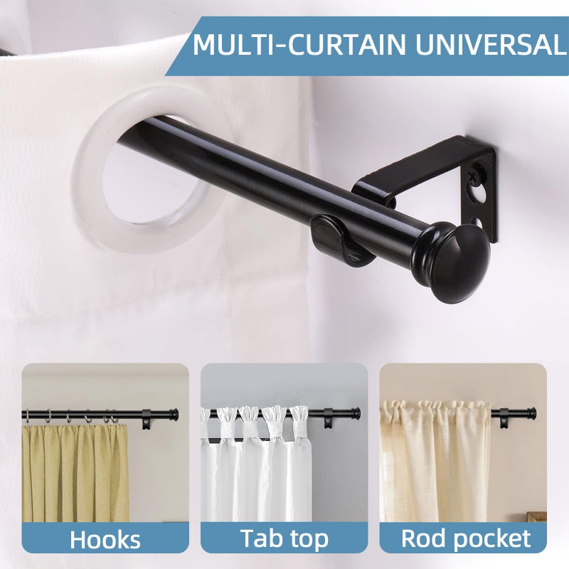 CorkLatta Black Curtain Rods for Windows 30 to 45 Inches with Brackets, Decorative 5/8 Inch Diameter Single Window Curtain Rod Set for Room Divider, Bedroom, Living room, Kitchen, Bathroom - Image 3