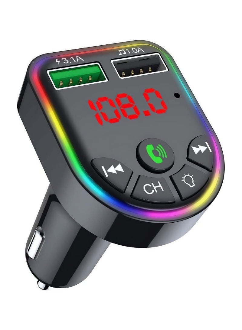 SYOSI Car Bluetooth 5.0 MP3 Player FM Transmitter Handsfree Audio Receiver Dual USB Fast Charger Support TF Card/U Disk - Image 1