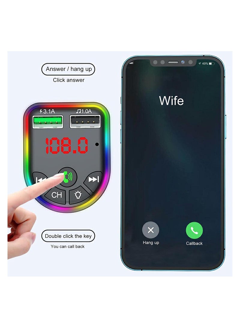 SYOSI Car Bluetooth 5.0 MP3 Player FM Transmitter Handsfree Audio Receiver Dual USB Fast Charger Support TF Card/U Disk - Image 5