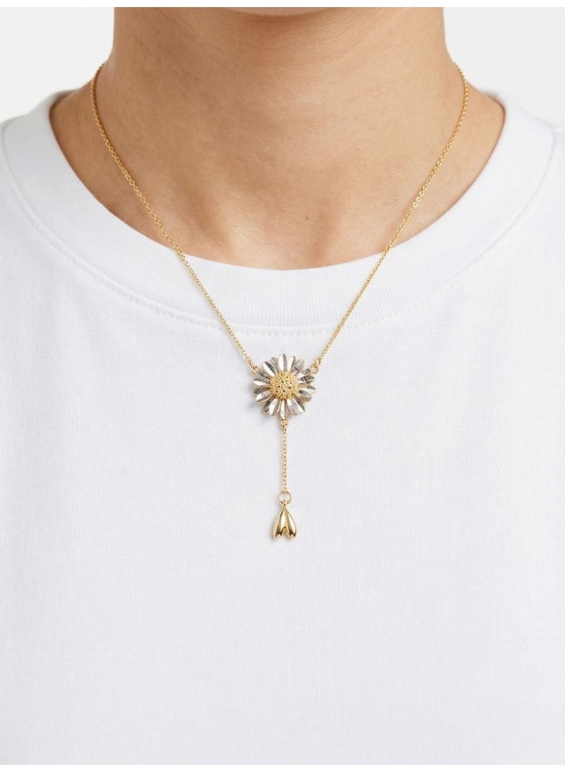 The Intermix Gems Gold Daisy Flower Drop Necklace 18K - Image 3