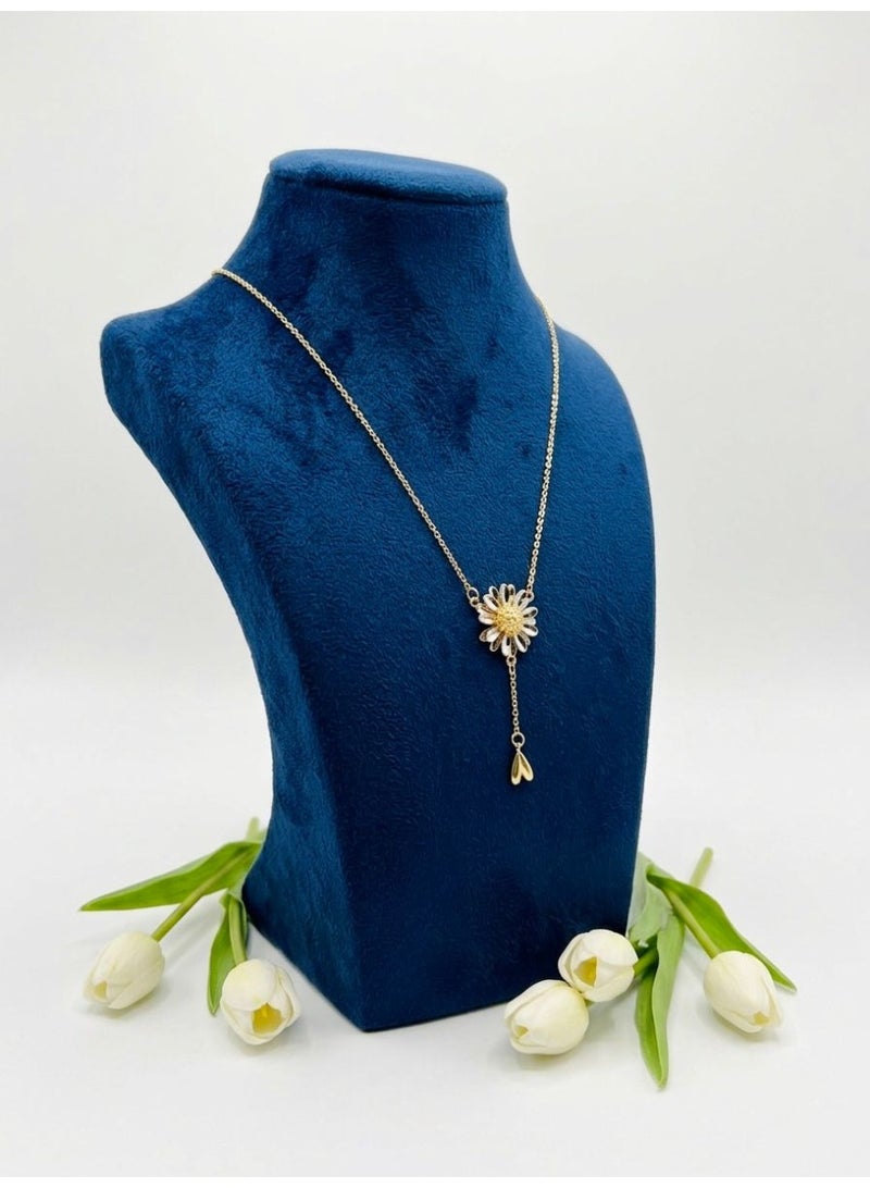 The Intermix Gems Gold Daisy Flower Drop Necklace 18K - Image 2