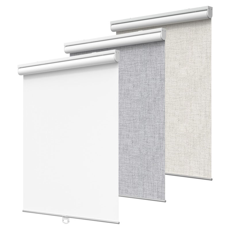 GENIMO 100 Blackout Roller Window Shades Window Blinds Cordless with Thermal Insulated UV Protection Fabric French Door Blinds for Bedroom Home Office Easy to Install White 20 W X 75 H