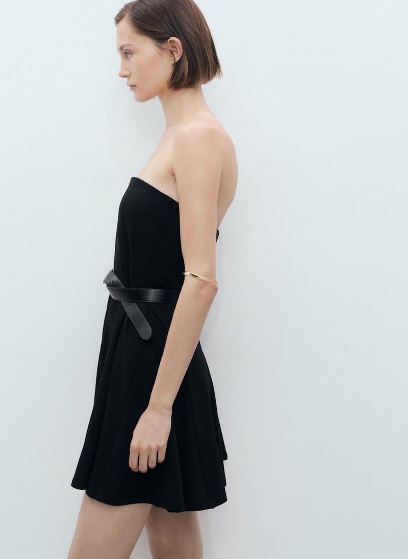 MANGO Strapless Fit-and-Flare Dress  - Image 3