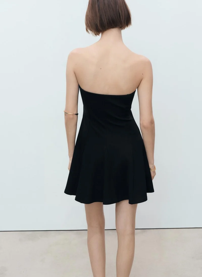 MANGO Short Strapless Dress With Pleats