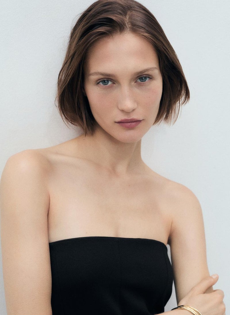 MANGO Strapless Fit-and-Flare Dress  - Image 4