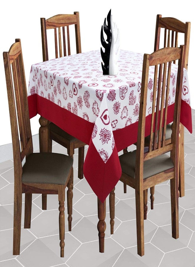 AIRWILL Cotton Printed Pattern 4 Seater Table Cloth Pack of 1 pc (Red) - Image 1