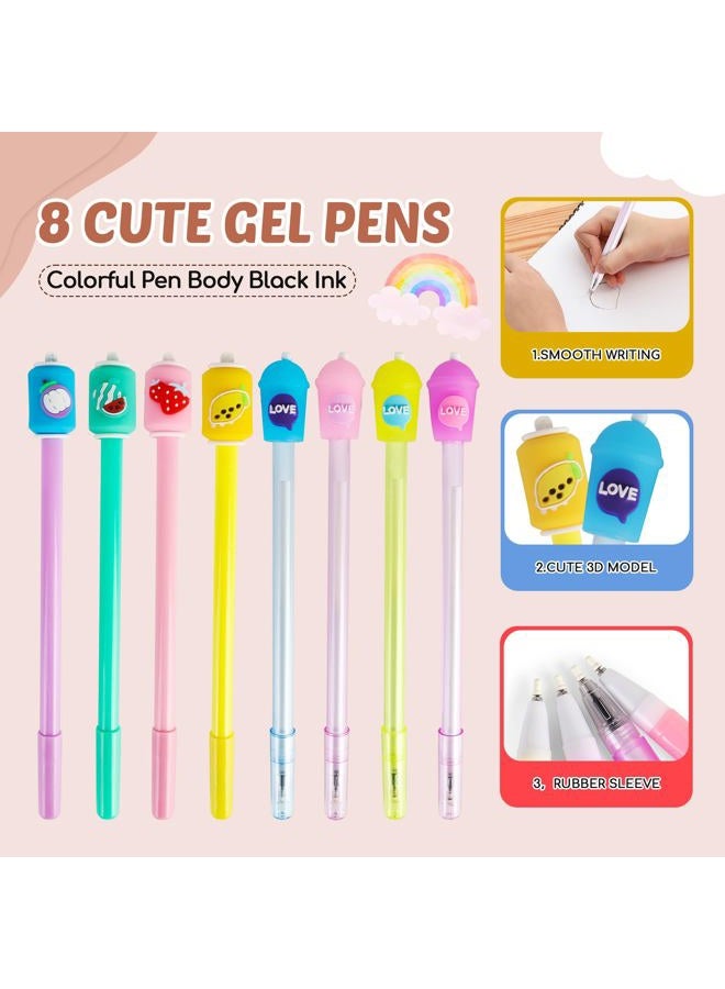 Primo Lines Stationary Set - Cute Stationary Set Pop Up Pencil Case, Kawaii Stationary Set comes with 1 Pop Up Boba Pencil Case Pink or Brown, Unicorn Pencil Case Unicorn Stationary Set For Girls - Image 4