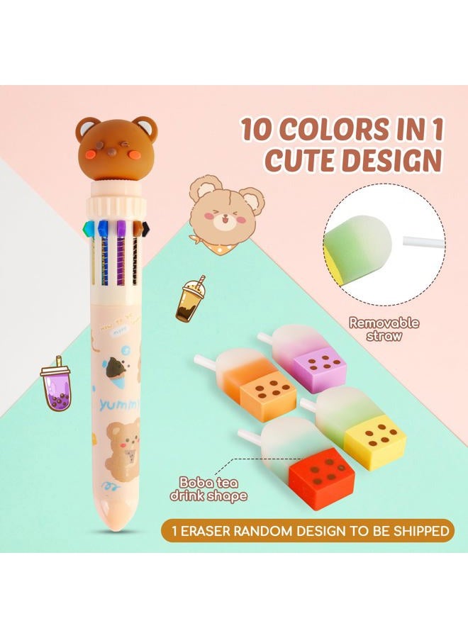 Primo Lines Stationary Set - Cute Stationary Set Pop Up Pencil Case, Kawaii Stationary Set comes with 1 Pop Up Boba Pencil Case Pink or Brown, Unicorn Pencil Case Unicorn Stationary Set For Girls - Image 5