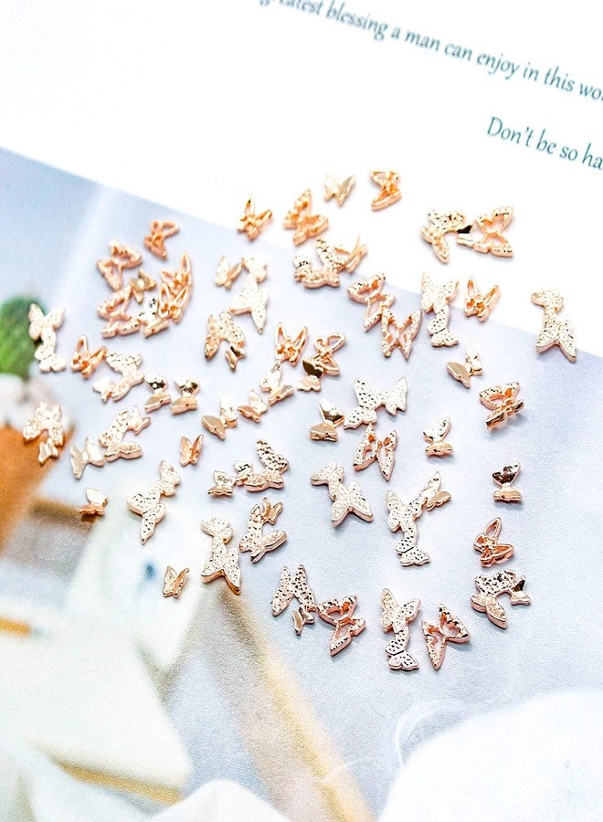 SILPECWEE Butterfly Nail Charms 3d Nail Art Charms Butterfly for Nails Design Charms for Nails Alloy Nail Jewelry Nail Decoration for Nail Art Accessories(Rose Gold/70pcs) - Image 3