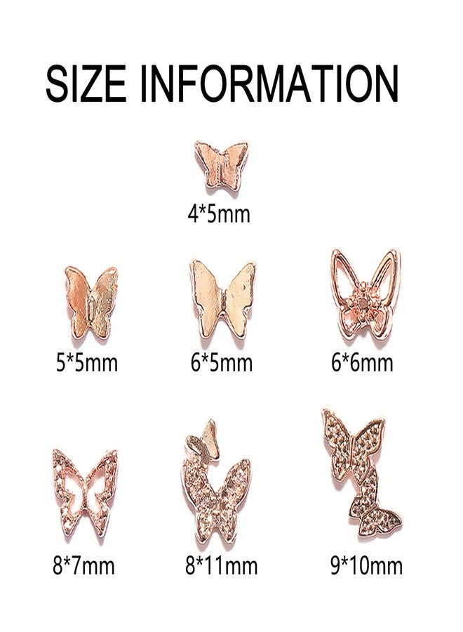 SILPECWEE Butterfly Nail Charms 3d Nail Art Charms Butterfly for Nails Design Charms for Nails Alloy Nail Jewelry Nail Decoration for Nail Art Accessories(Rose Gold/70pcs) - Image 2