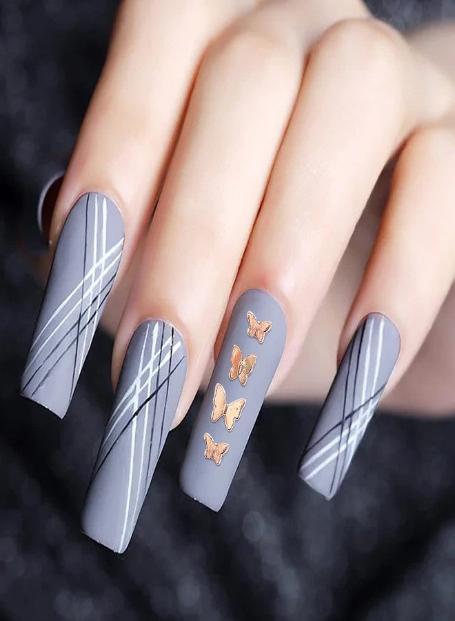 SILPECWEE Butterfly Nail Charms 3d Nail Art Charms Butterfly for Nails Design Charms for Nails Alloy Nail Jewelry Nail Decoration for Nail Art Accessories(Rose Gold/70pcs) - Image 5