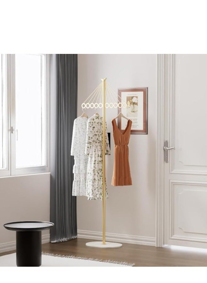 Generic Coat Rack Freestanding, Metal Clothes Stand with 8 Hooks, Stainless Steel Coat Racks Garment Hanger Stand, Clothes Rail Organizer with Marble Base, for Hanging Scarf Clothes Hats Bags (Gold-Holes)  - Image 4