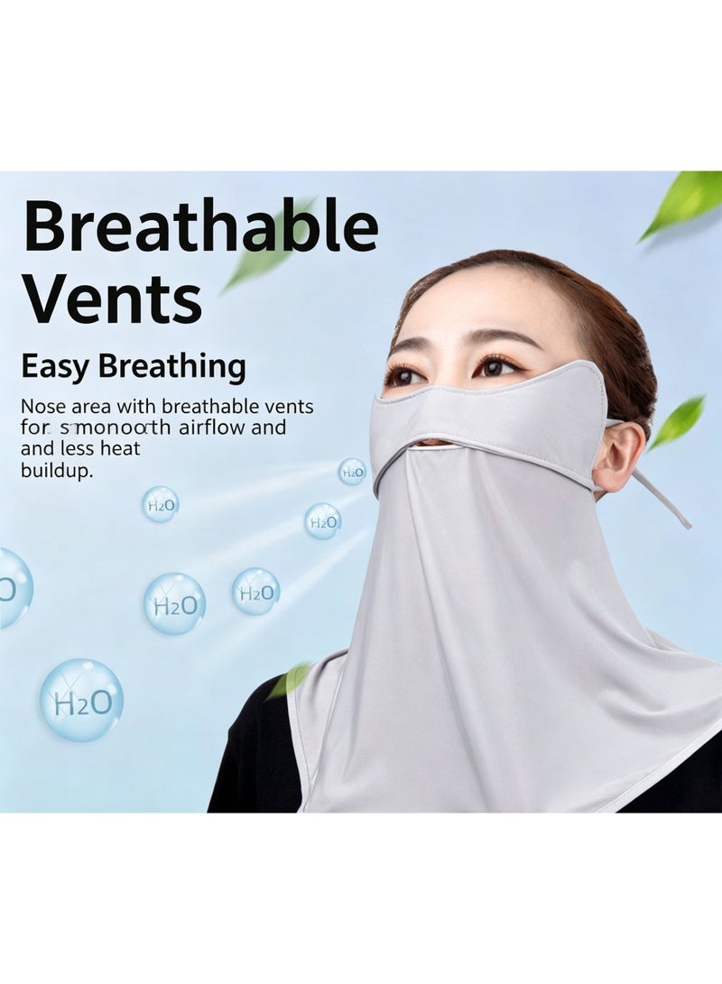 Kiffiyeh Generic Unisex Full Face and Neck Sun Protection Mask UPF 50+ Breathable Ice Silk Cooling Cover - Image 4