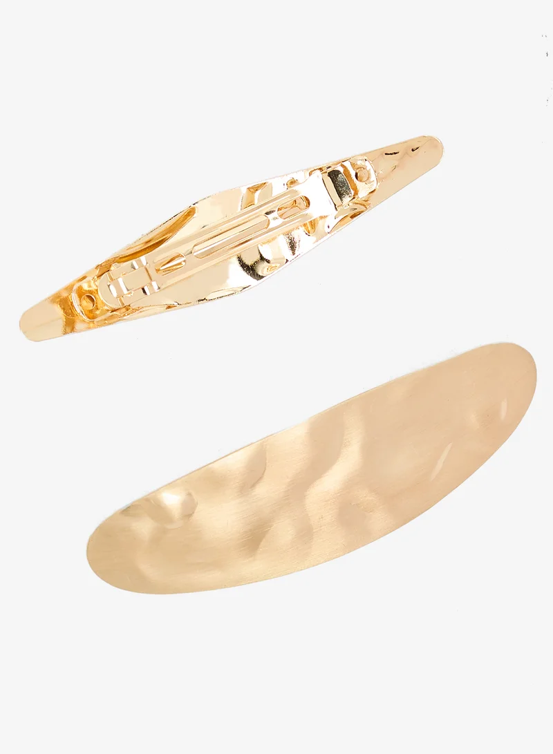ELLA  2PK Metallic Chunky Gold Statement Hairclips for Women | Best Price UAE