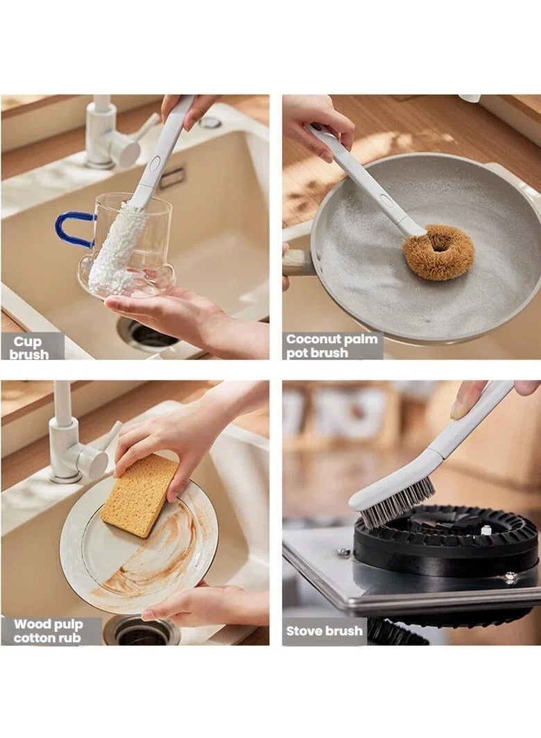 general 7-Piece Kitchen Cleaning Set with Handle Scrub Brushes Steel Wool Scrubbers and Storage Box Multi-Functional Kitchen Cleaning Tools - Image 3