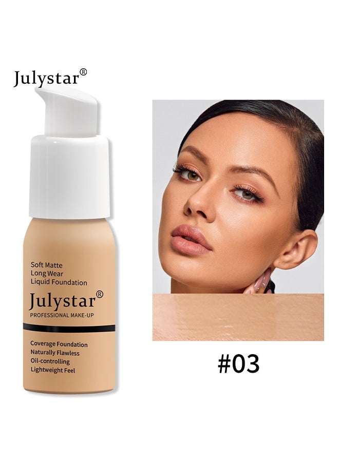 چولي ستار كريم أساس سائل بلمسة نهائية مطفية ناعمة، كريم أساس، خافي عيوب الأساس، كريم أساس سائل يدوم بدون مكياج #03 - Image 2