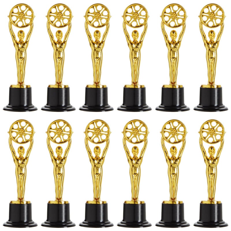 Juvale 12Pack Mini Trophies Fake Plastic Film Movie Theater Statues for Kids Award Ceremonies MovieThemed Parties Teachers Community Events Office Gold and Black 6 in