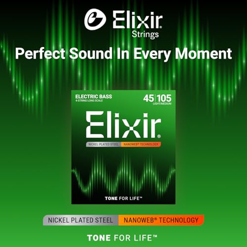 Elixir Strings Electric Bass Strings, 4-String, Medium, Long Scale NANOWEB Coating - Image 2