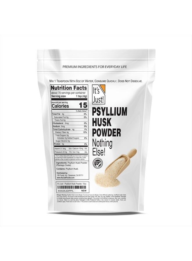 It's Just! Psyllium Husk Powder, Easy Mixing Dietary Fiber, Cleanse Your Digestive System, Finely Ground Powder, Ideal for Keto Baking, Non-GMO (Unflavored, 10oz (Pack of 1)) - Image 2