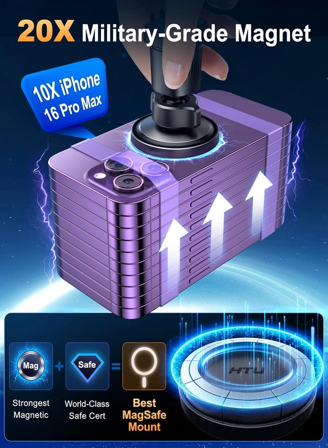 HTU [2025 True Military-Grade] Magnetic Car Mount Vent [Upgraded Strongest Magnet & Metal Hook] for MagSafe Phone Holder Car for iPhone 17 16 15 14 13 Android【Patent & Safety Certs】, Non-Charging, Black - Image 3