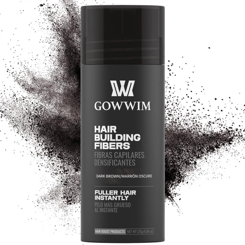 gowwim Hair Fibers for Thinning Hair 25g Hair Building Fibers 100% Undetectable,Instantly Cover Sparse Hair Areas-Bald Spots Cover Up. (Dark Brown) - Image 1