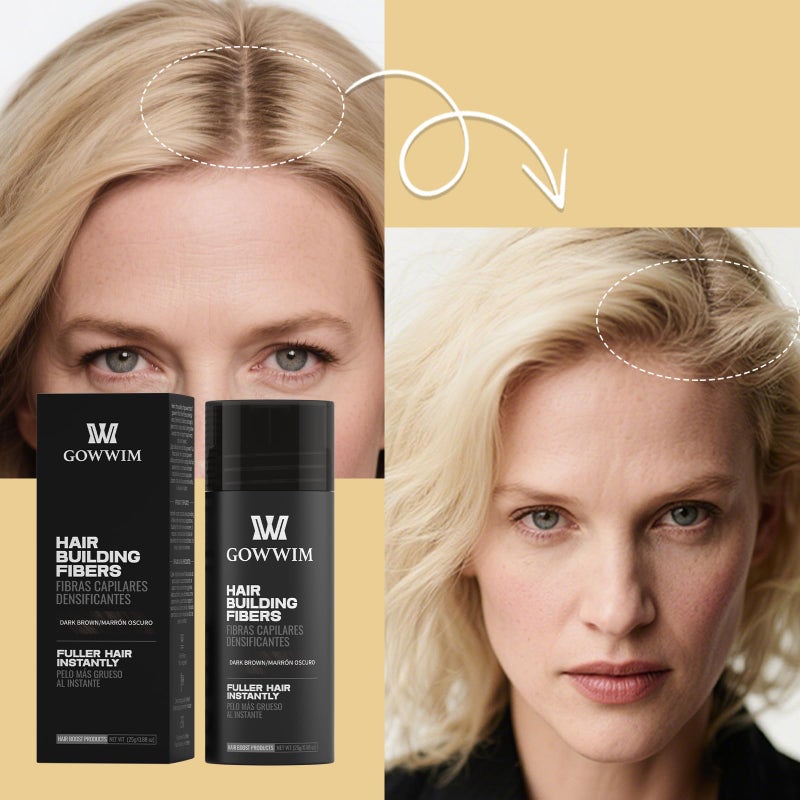 gowwim Hair Fibers for Thinning Hair 25g Hair Building Fibers 100% Undetectable,Instantly Cover Sparse Hair Areas-Bald Spots Cover Up. (Dark Brown) - Image 2