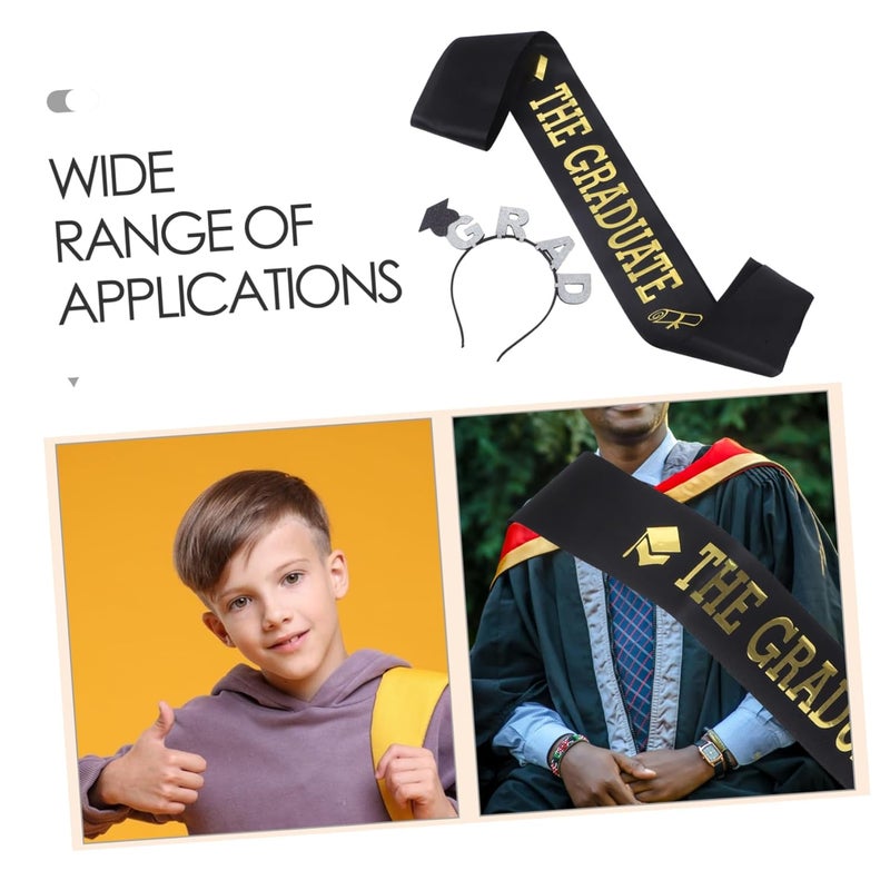 FOMIYES 1set Graduation Headband and Sash Unique Cap Headwear for Celebrations and Photoshoots for Graduation Parties and Ceremonies Party Favor - Image 3