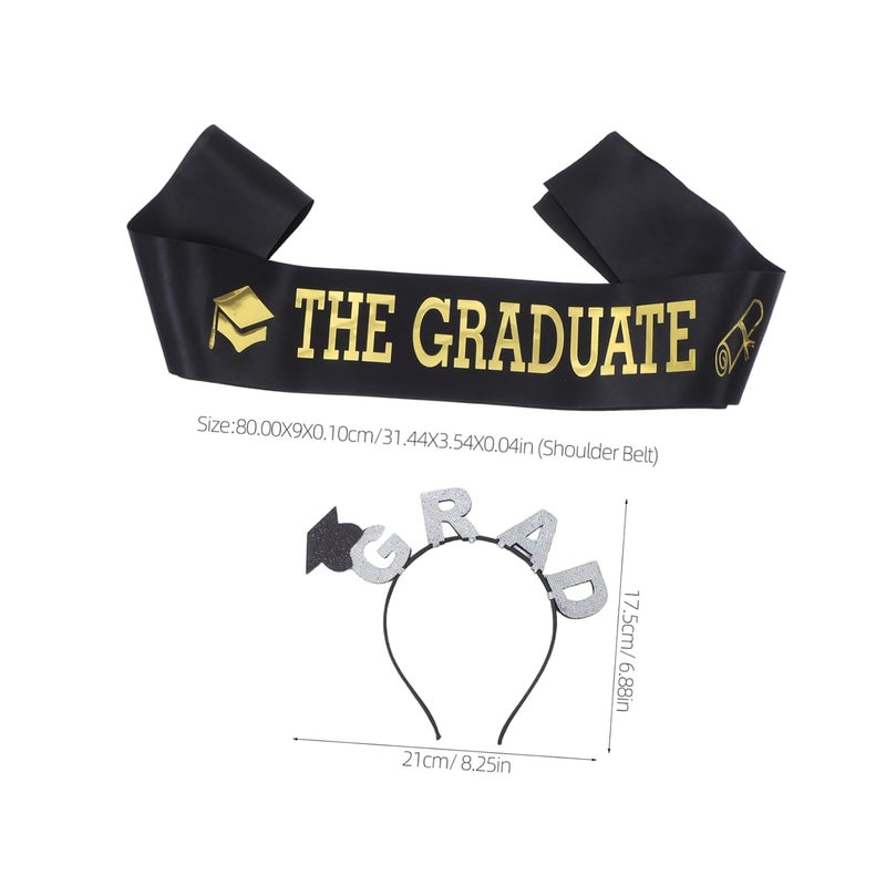 FOMIYES 1set Graduation Headband and Sash Unique Cap Headwear for Celebrations and Photoshoots for Graduation Parties and Ceremonies Party Favor - Image 2