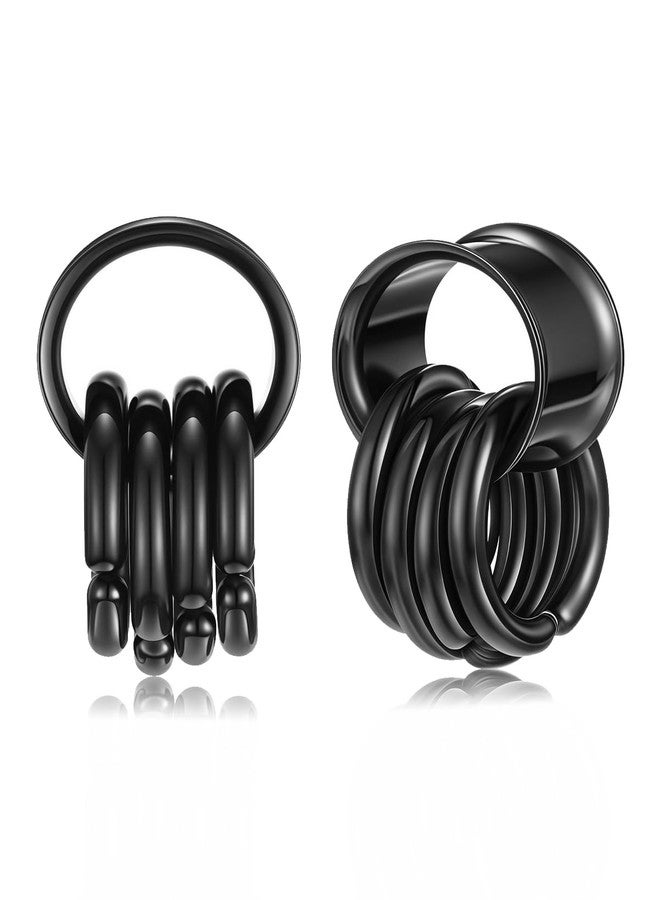 Zysta 3 pairs Ear Gauges with Rings Hypoallergenic Rings Ear Weight Plugs Tunnels Stainless Steel Ear Stretchers Expander Hoops Dangle Gauges Body Piercing Jewelry 0G 00G 1/2" 9/16" - Image 2