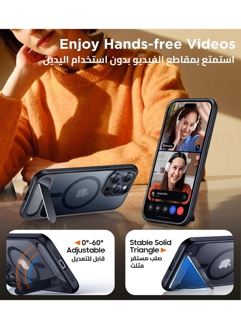 ايليجو جراب لموبايل ايفون 15 برو ماكس من، متوافق مع ماج سيف، غطاء مغناطيسي مع حامل غير مرئي، جراب حماية ضد الصدمات، جراب خلفي بمسند غير لامع لموبايل ابل 15 برو ماكس 6.7 انش (2023) (اسود) - Image 3