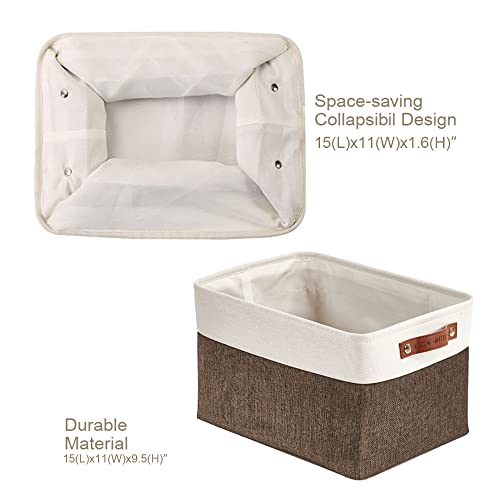 DECOMOMO Storage Baskets for Shelves - Fabric Storage Bins, Linen Closet Organizers and Storage (Brown & White, Large - 4 Pack) - Image 5