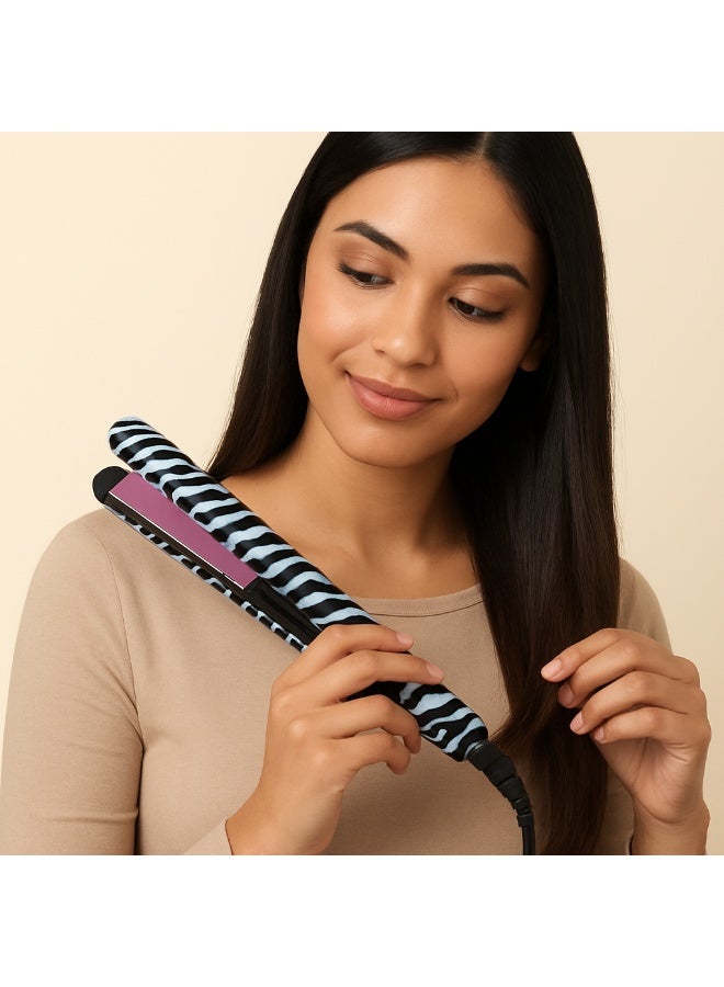 JOSE EBER Zebra Print Hair Straightener & Curler 2-in-1 — Ceramic Floating Plates, Adjustable Heat Settings, Fast Heat-Up to 230°C, Anti-Scald Rounded Design, Dual Voltage Travel Friendly - Image 2