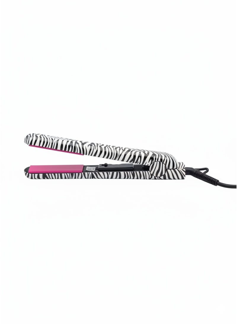 JOSE EBER Zebra Print Hair Straightener & Curler 2-in-1 — Ceramic Floating Plates, Adjustable Heat Settings, Fast Heat-Up to 230°C, Anti-Scald Rounded Design, Dual Voltage Travel Friendly - Image 1