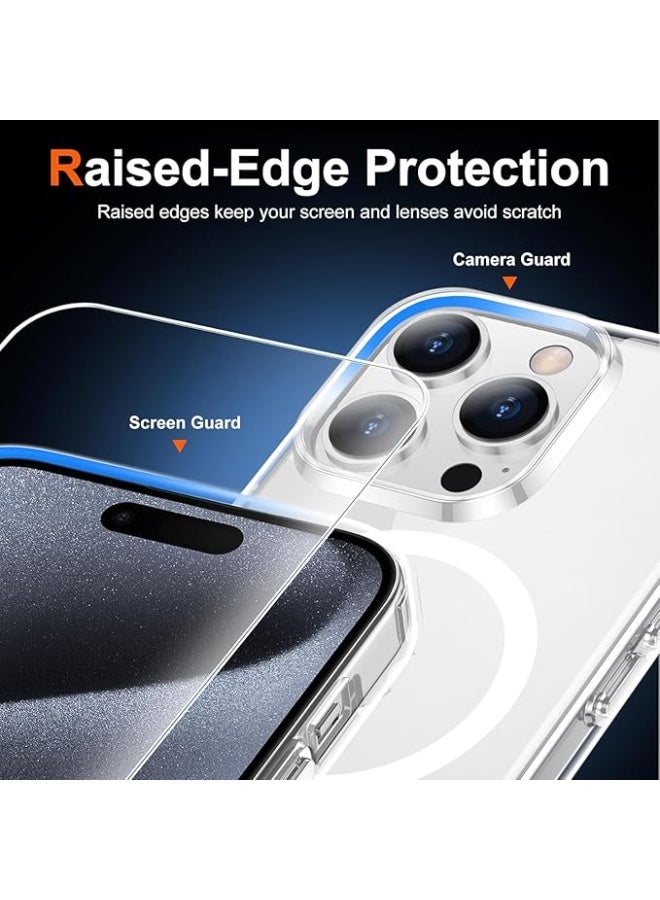 MG Maxguard Bundle Pack MagSafe iPhone 15 Pro Max Clear Case with Screen Protector, Transparent Shockproof Protective Cover, Wireless Charging Compatible, Anti-Yellow Crystal Clear Phone Case with Camera Protection - Image 5