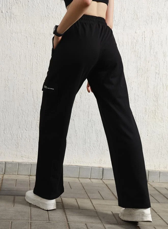 Hubberholme High Rise Straight Leg Cotton Cargo Pants by Styli