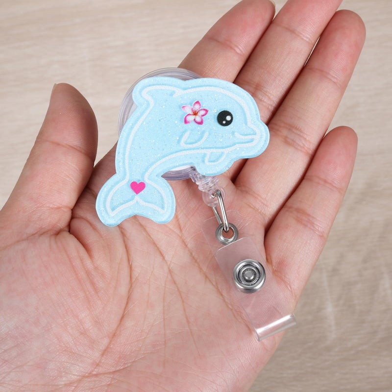 BVIIE Funny Pediatric Badge Reel, Cute Dolphin Retractable ID Card Badge Holder, Name Tag Work Badge Clip for RN LPN CNA MA ER Night Shift Nurse Nursing Student â€‹â€‹Psychiatristâ€‹, Nurse Gifts, Teacher Gifts - Image 2