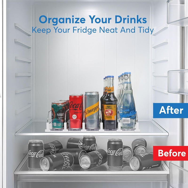 Dwella Drink Organizer for Fridge – 3-Tier Can Dispenser for Fridge, Self-Pushing Drink Dispenser Fridge, Adjustable Width Durable Soda Can Organizer for Refrigerator - Image 5