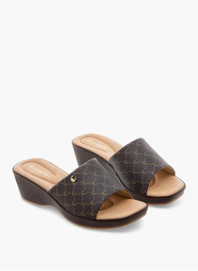 Le Confort Monogram Slip-On Sandals with Wedge Heels