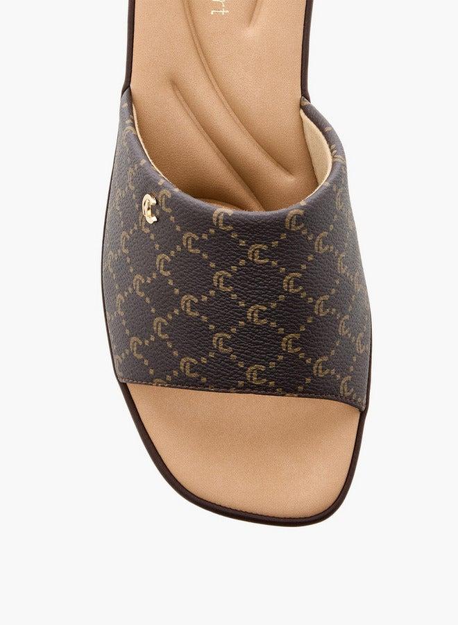 Le Confort Women's Monogram Slip-On Sandals with Wedge Heels - Image 4