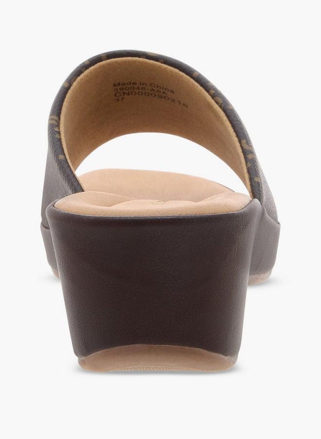 Le Confort Women's Monogram Slip-On Sandals with Wedge Heels - Image 5