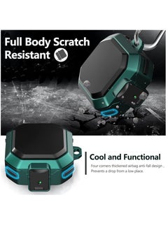 KASTWAVE Armor Case Cover for Samsung Galaxy Buds Pro, Galaxy Buds Live, Galaxy Buds 2 Case Cover with Security Lock, Hard Rugged PC Shockproof Case Cover with Keychain/Straps Green  - Image 4